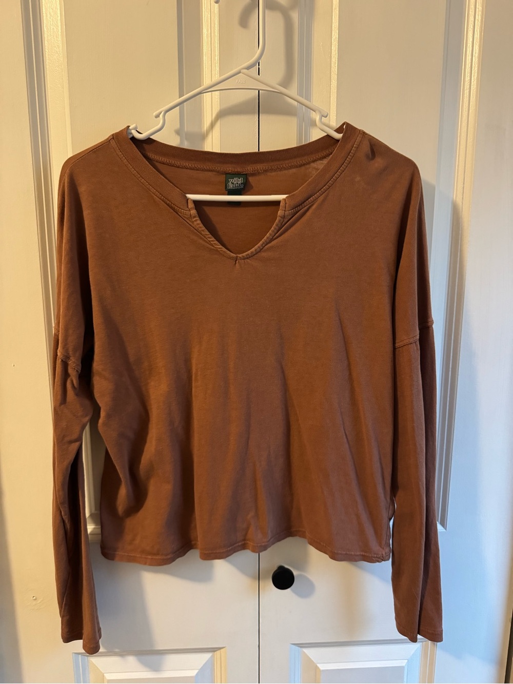 wild fable Rust Brown V‑Neck Long Sleeve Top